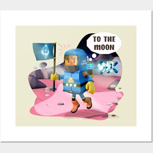 Blue spacesuit to the moon. Neo Posters and Art